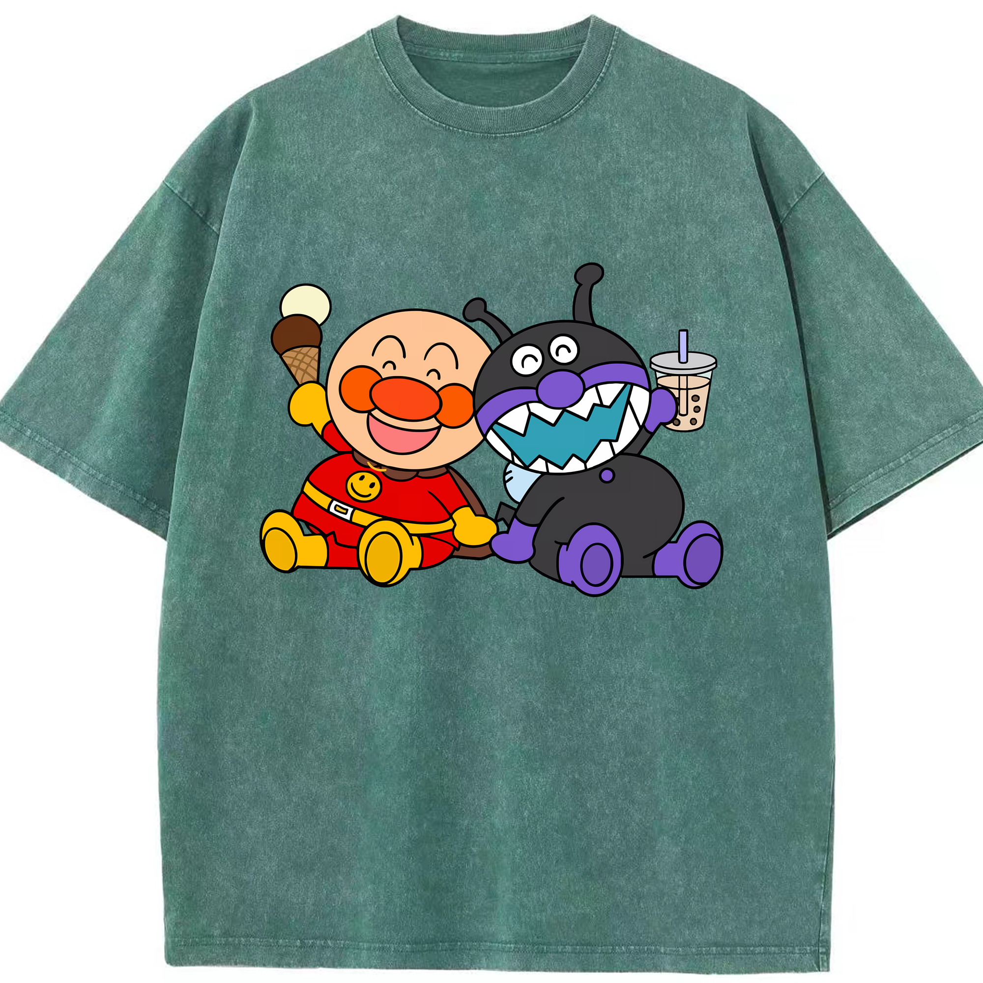 （画像用） アンパンマン Anpanman 綿100% ヴィンテージ風 半袖Tシャツ（フロントプリント）